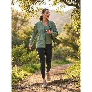 J Jill Fit Womens Contrasting-Zipper Jacket Size Large Ivy Green Active Casual